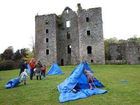 building a tepee at ruins